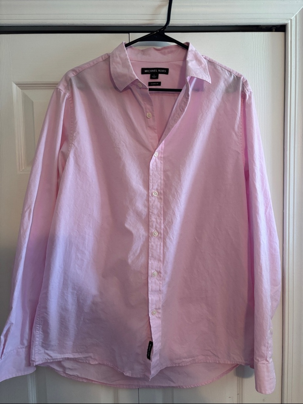 Michael Kors Men's Light Pink Classic Fit Button-Up Shirt
